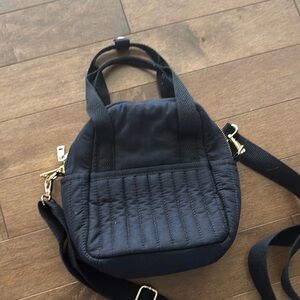 Aerie Black Quilted Crossbody Bag with Gold Hardware